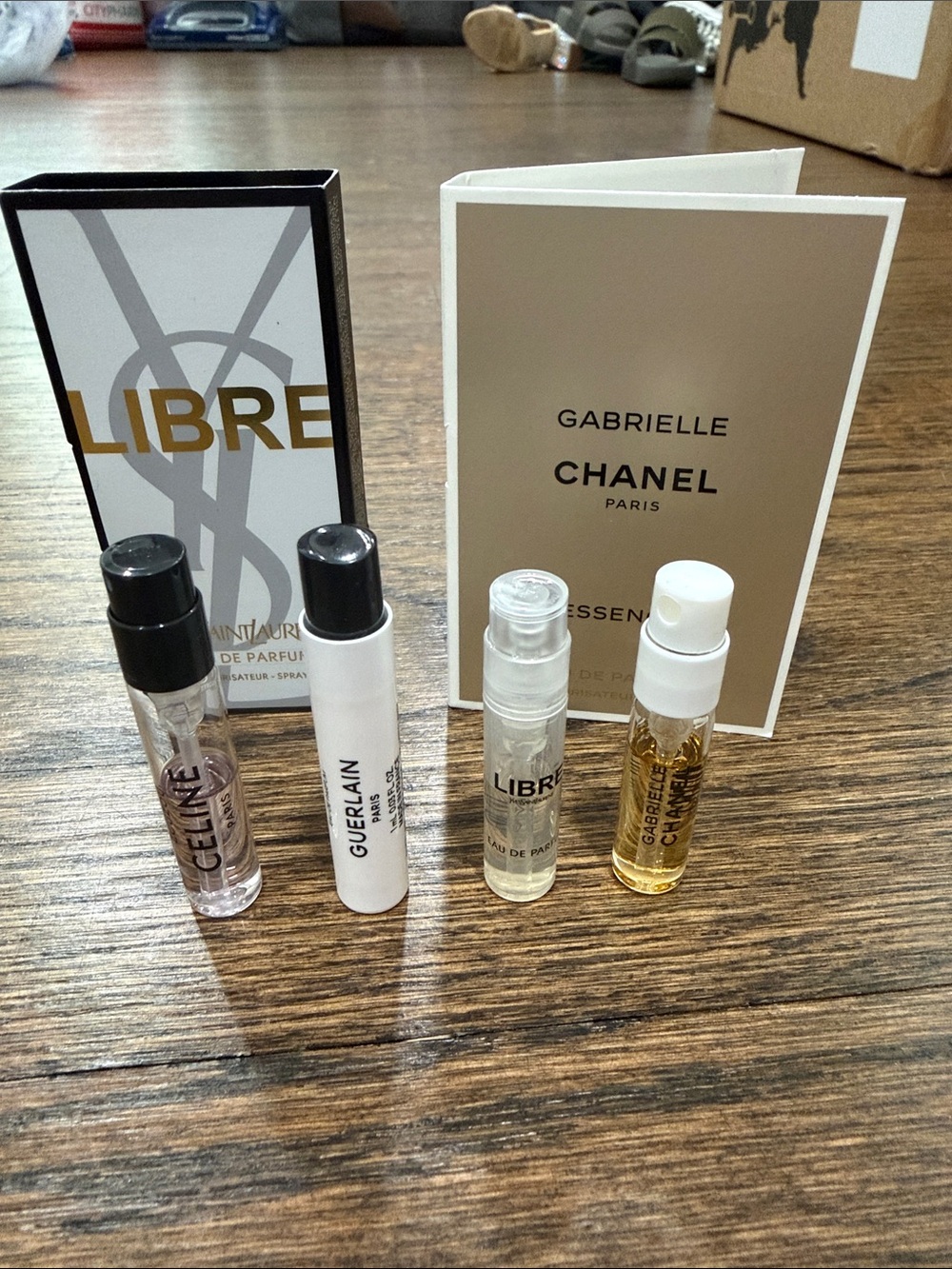 4 luxury perfume samples, Chanel, YSL, Celine, Guerlain